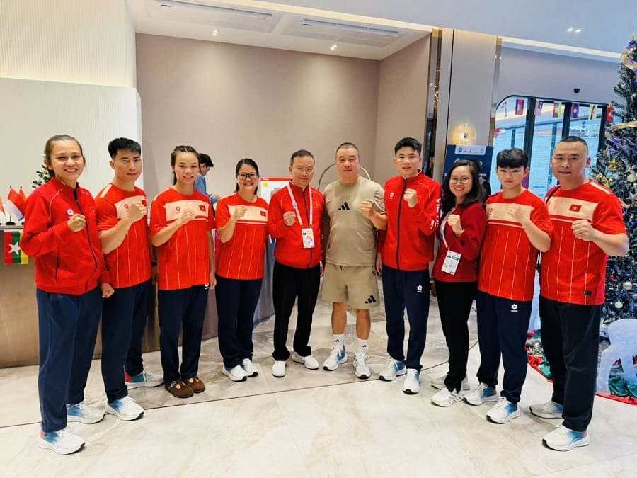 La seleccion vietnamita de artes marciales combinadas compite con confianza en la final de los SEA Games 33. Foto: Delegacion deportiva vietnamita