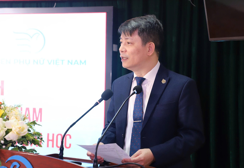  PGS.TS Trần Quang Tiến, Giám đốc Học viện Phụ nữ Việt Nam phát biểu tại buổi lễ. Ảnh: Xuân Quỳnh