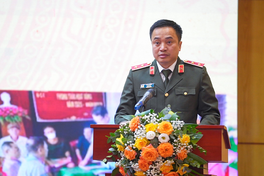 Giam doc Cong an TPHCM phat bieu tai Hoi nghi. Anh: Phuong Anh