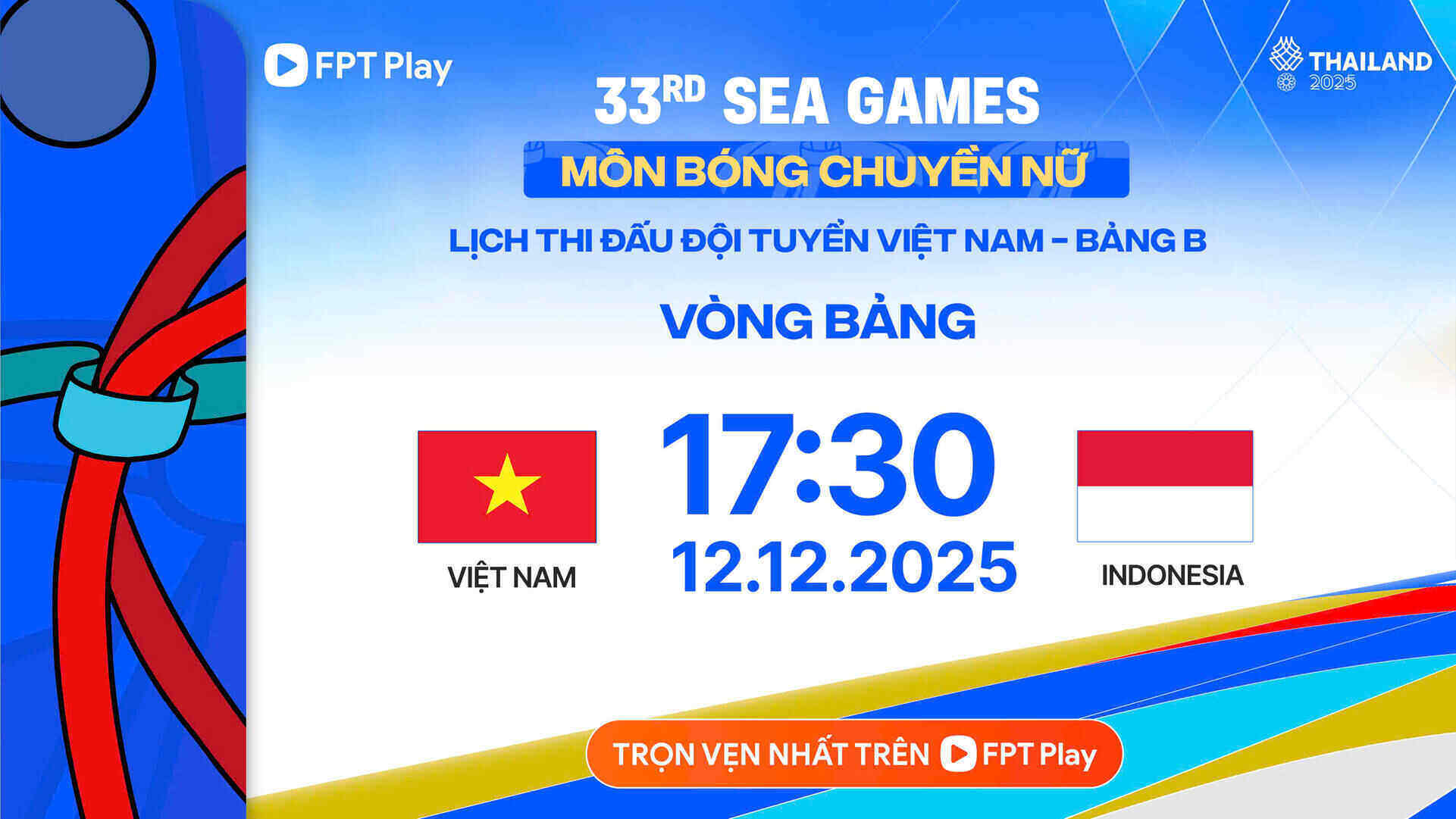 The Vietnamese women's volleyball team will face Indonesia at the 33rd Sea Games. Photo: FPT Play