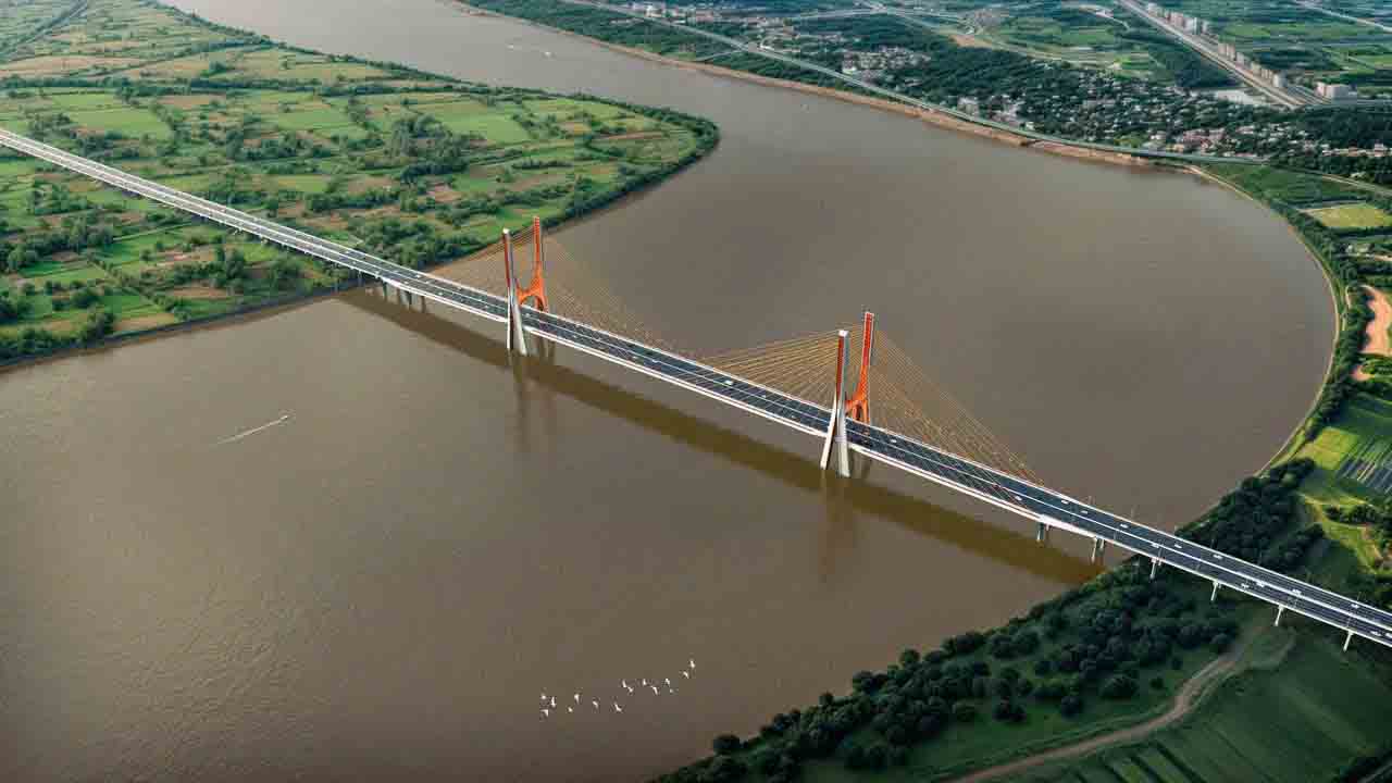 Perspective of Ngoc Hoi bridge across the Red River connecting Hanoi with Hung Yen. Photo: Design Unit