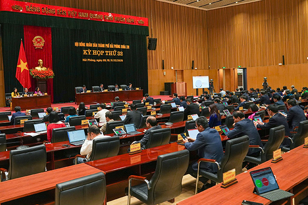 Scene of the annual Hai Phong City People's Council meeting at the end of 2025. Photo: Dam Thanh