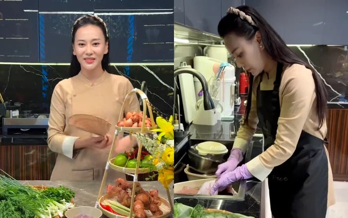 Phuong Oanh chia se video nau an. Anh: Cat tu video.