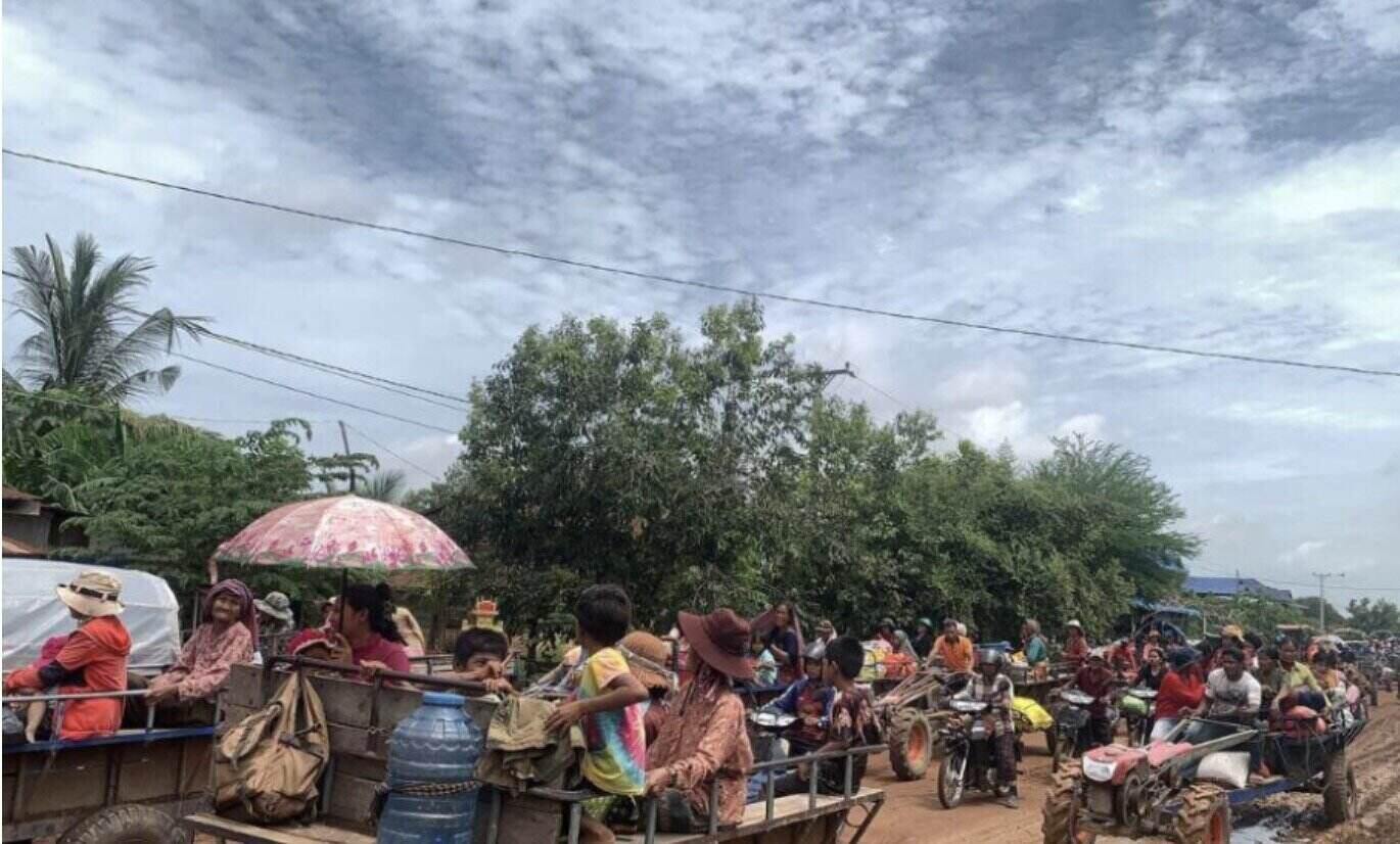 People evacuate from the Thailand-Cambodia border area of Oddar Meanchey province, Cambodia in July 2025. Photo: Xinhua