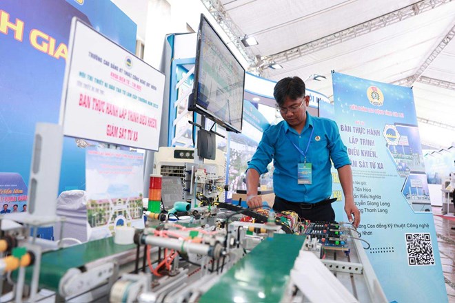 Mot san pham trung bay cua Truong Cao dang ky thuat cong nghe Quy Nhon tai Ngay hoi Lao dong sang tao 2025. Anh: Hai Nguyen