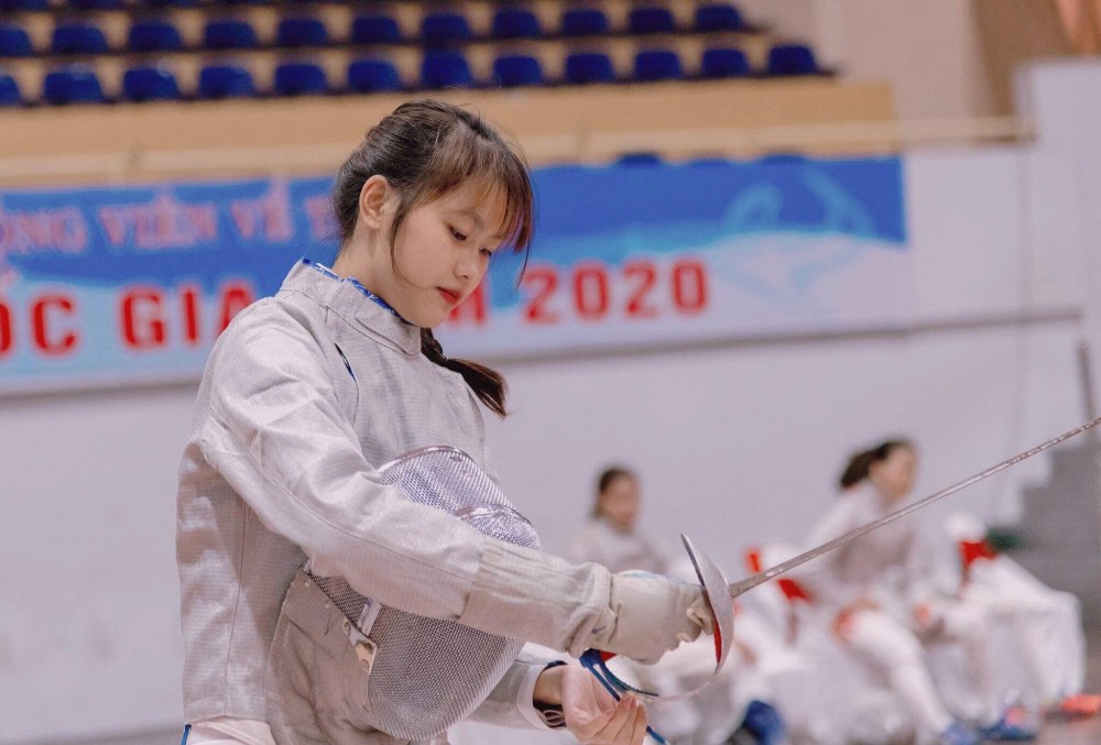 Ngo Thi Huong xinh dep khi tap luyen. Anh: Nhan vat cung cap.