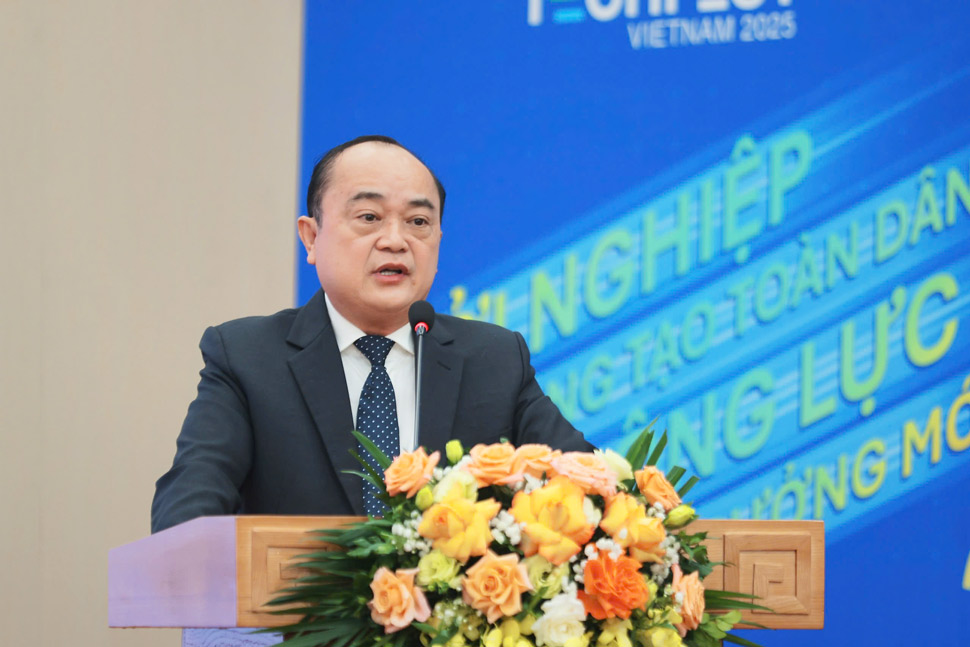 Pho Giam doc So Khoa hoc va Cong nghe Dong Nai Vo Hoang Khai phat bieu tai Hoi nghi. Anh: Bo KHCN