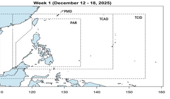Du bao khong co ap thap/bao xuat hien o Philippines va Bien Dong trong tuan tu 18-. Anh: PAGASA