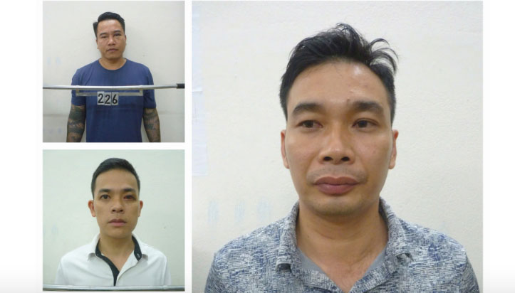 Ba trong so cac doi tuong cam dau duong day tin dung den. Anh: M.Hien