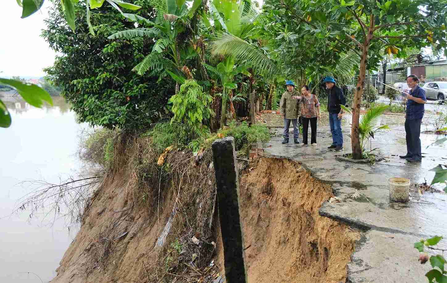 Xoi lo bo song Dong Nai dang ap sat khu dan cu tai thon 12 (xa Cat Tien, Lam Dong). Anh: H.S