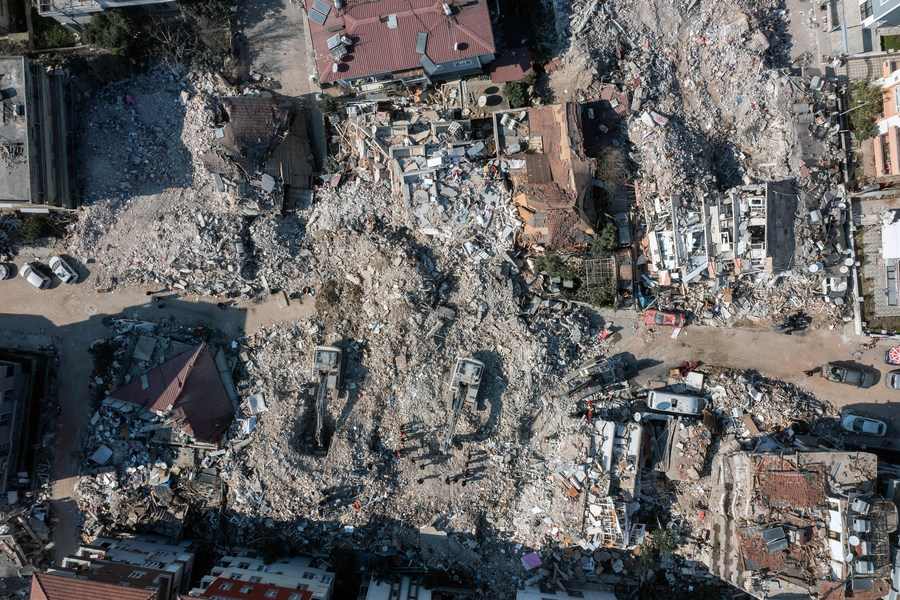 The scene of devastation after the earthquake in Antakya, Hatay province, Turkey, on March 22, 2023. Photo: Xinhua