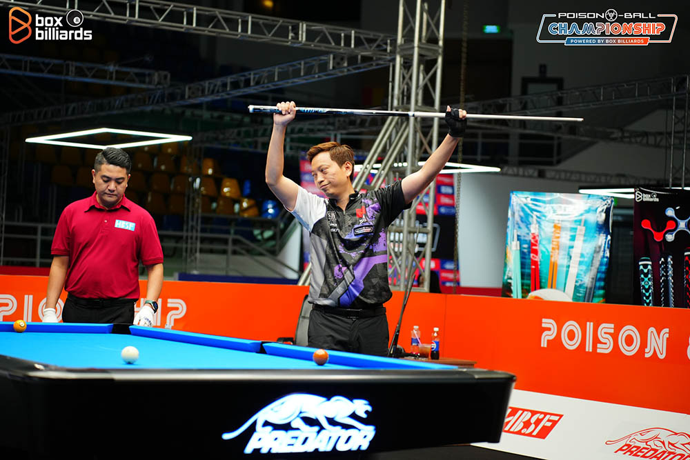 Duong Quoc Hoang celebrates when winning the Poison 8-Ball Championship Powered by Box Billiards. Photo: Box Billiards