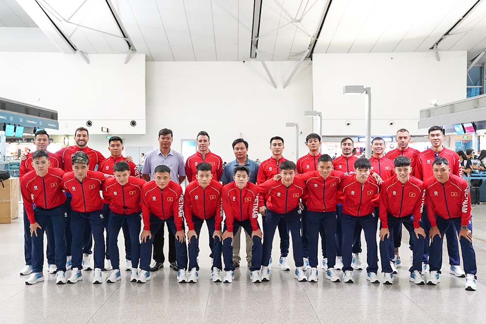 Tuyen futsal Viet Nam dat muc tieu gop mat trong nhom hai doi dan dau SEA Games 33. Anh: VFF