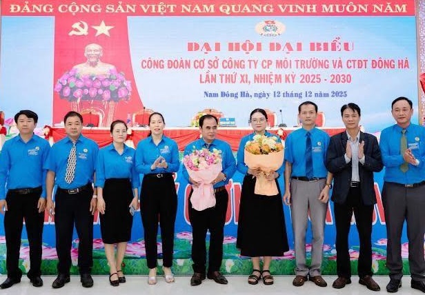The grassroots trade union of Dong Ha Urban Environment and Construction Joint Stock Company held the 11th Congress of Delegates for the 2025-2030 term. Photo: Quang Tri Trade Union