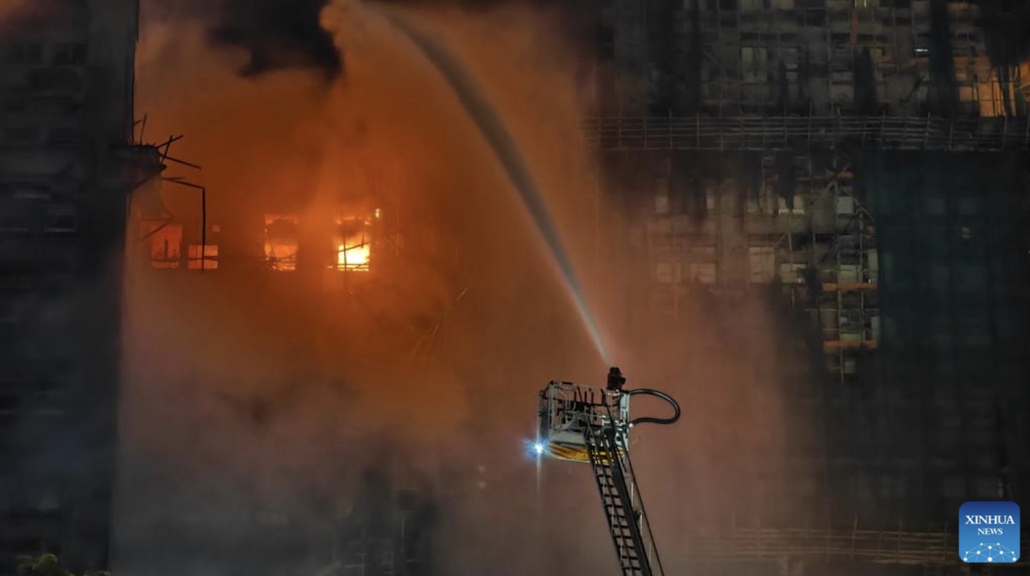 Scene of an apartment fire in Hong Kong (China) at the end of November. Photo: Xinhua