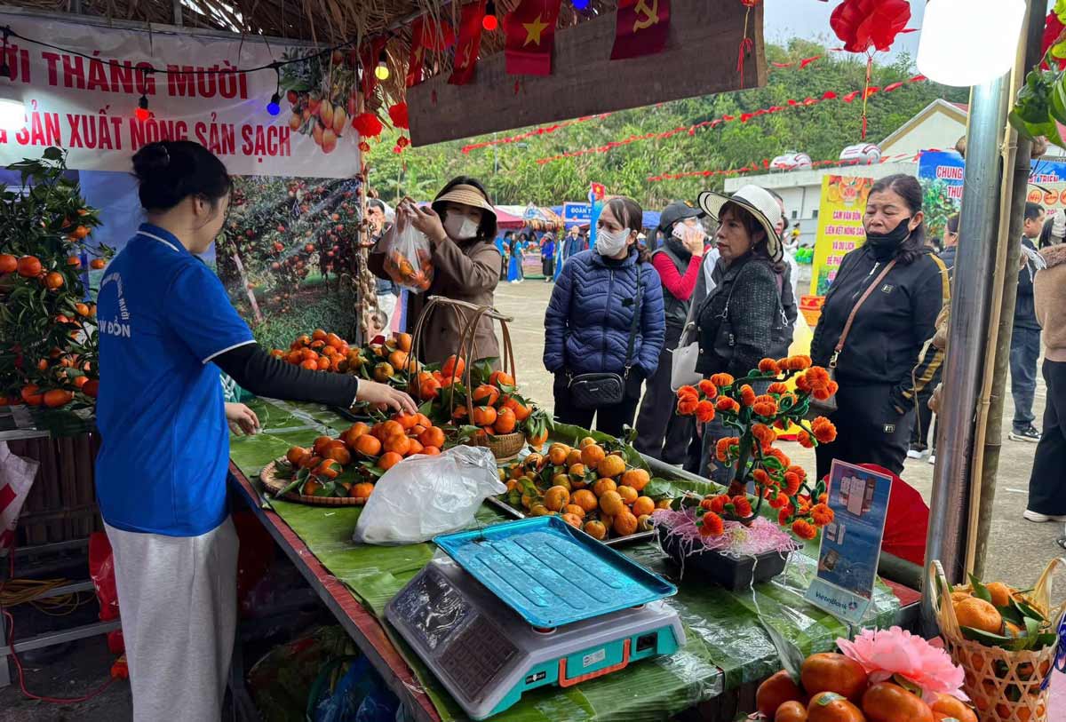 Cac gian hang ban cam Van Don thu hut dong du khach thuong thuc va mua ve lam qua. Anh: Cong TTDT Van Don