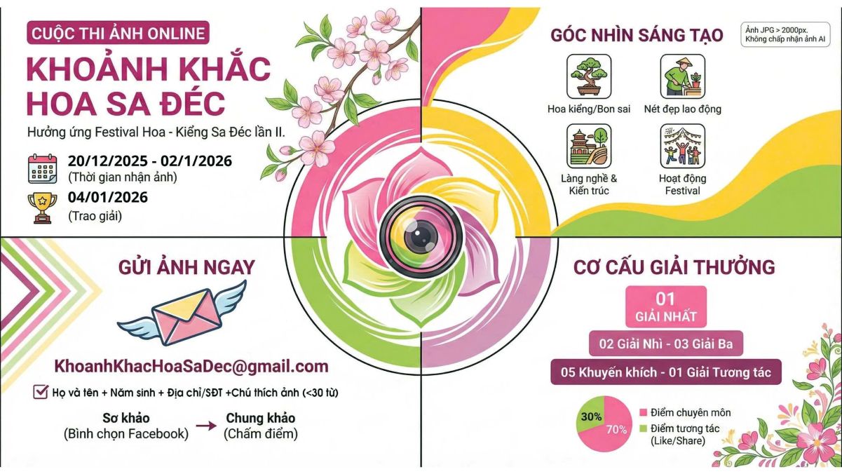Tom tat noi dung cuoc thi anh online Khoanh khac hoa Sa Dec. Anh: Ban to chuc cung cap