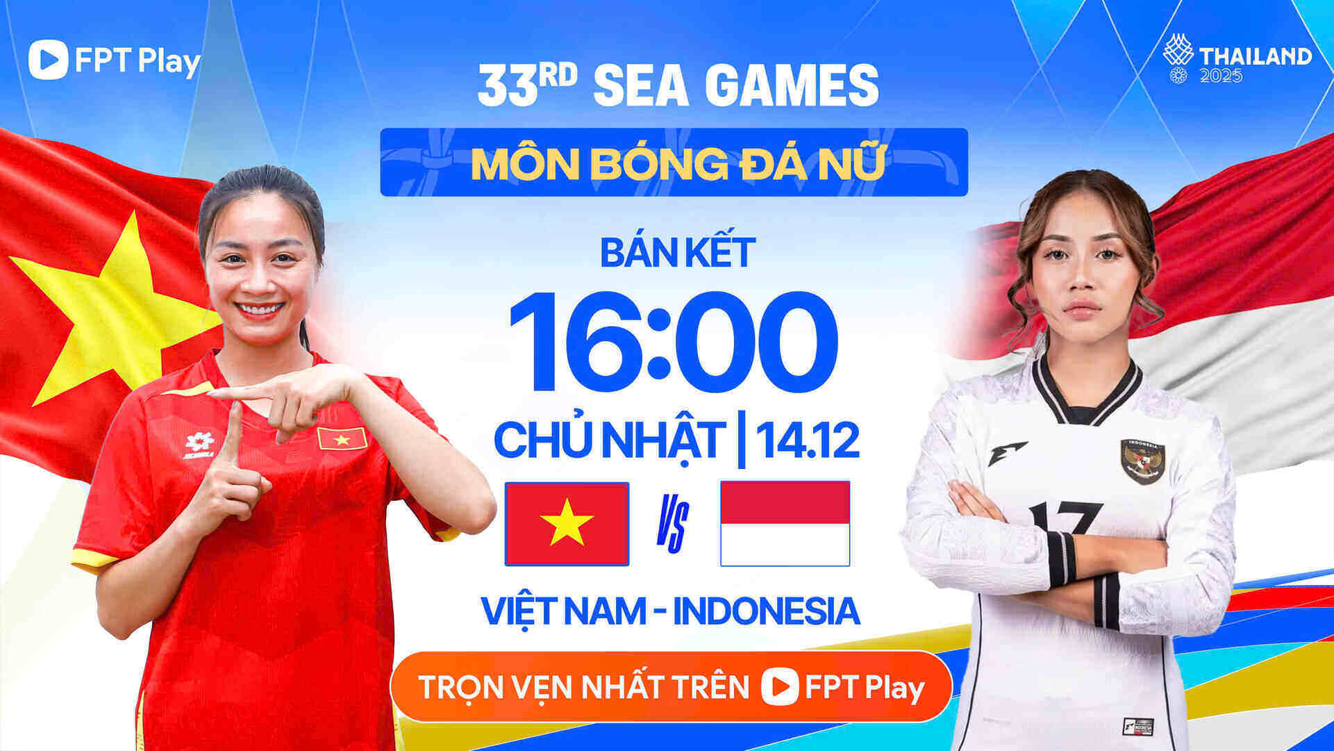 The Vietnamese women's team will face Indonesia in the semi-finals of the 33rd SEA Games. Photo: FPT Play