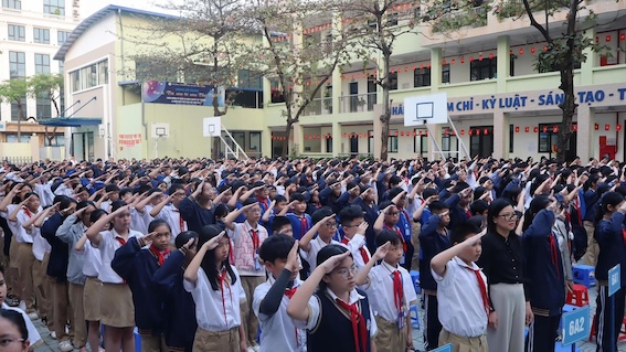 Mo hinh “Truong hoc Hanh phuc” ngay cang duoc nhan rong tai TP Ha Noi. Anh: Truong THCS Thai Thinh.