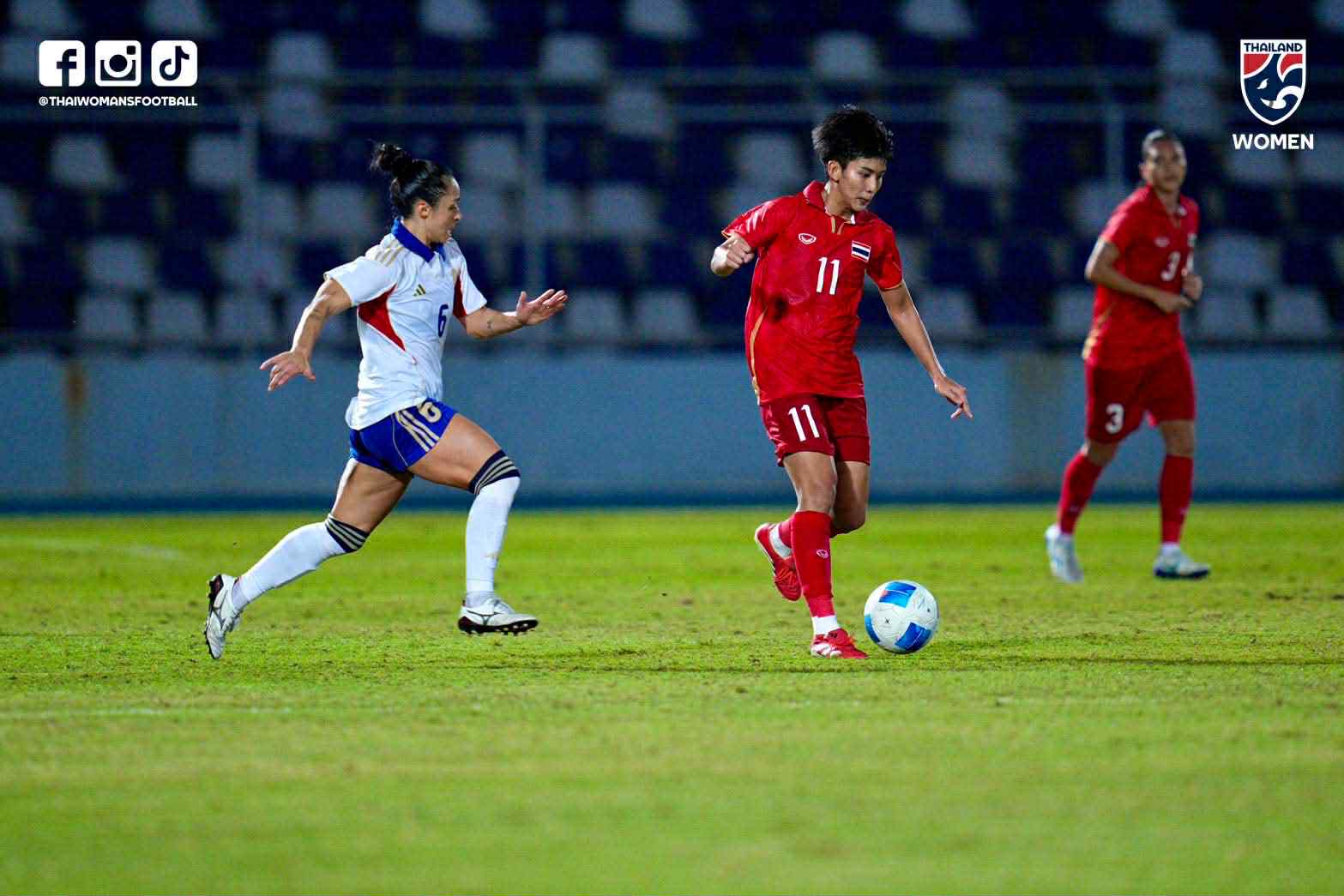 Tuyển nữ Thái Lan thua Philippines ở loạt sút luân lưu tại bán kết SEA Games 33. Ảnh: FAT