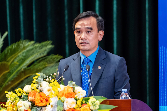 Ong Le Thanh Xuan tai dac cu Chu tich Cong doan Than - Khoang san Viet Nam. Anh: Huu Chanh