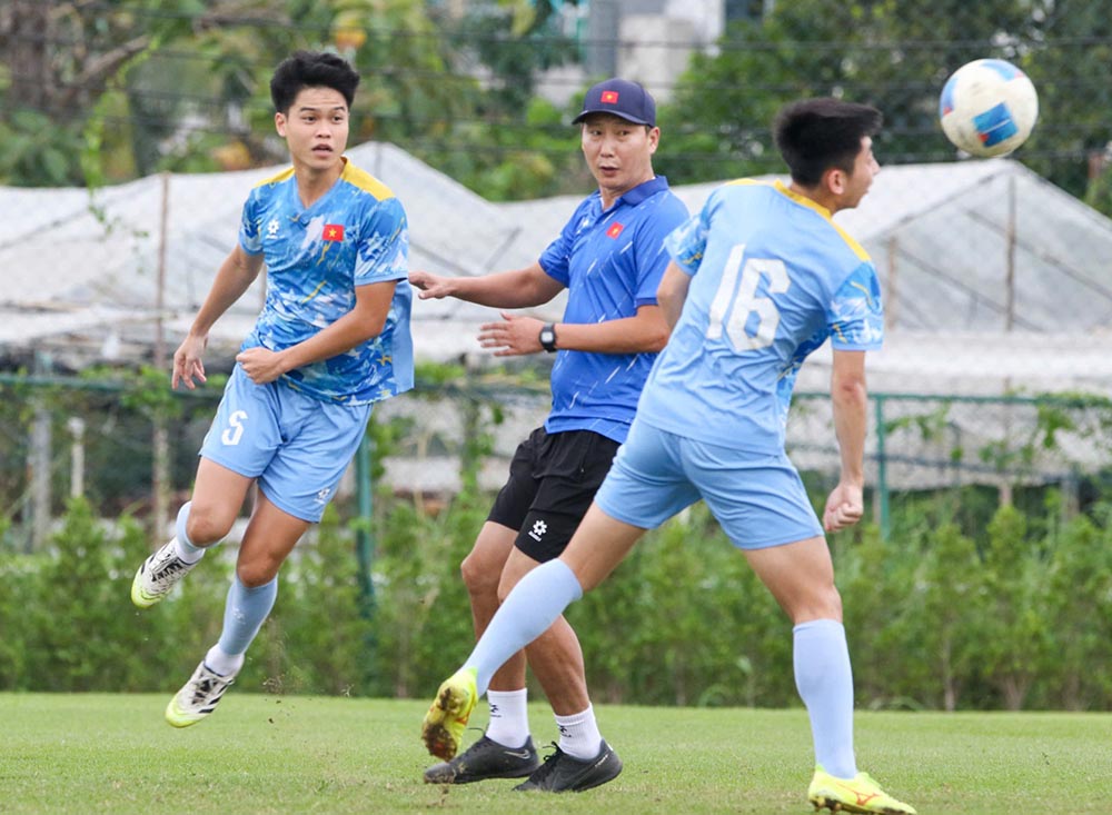 Doi hinh U22 Viet Nam trong tran ban ket SEA Games 33 nhieu kha nang se khong co nhieu thay doi. Anh: VFF