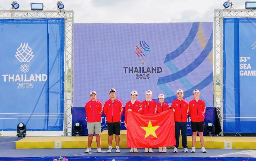 The Vietnamese golf team has finished competing in the 33rd SEA Games and continued to win medals. Photo: VGA