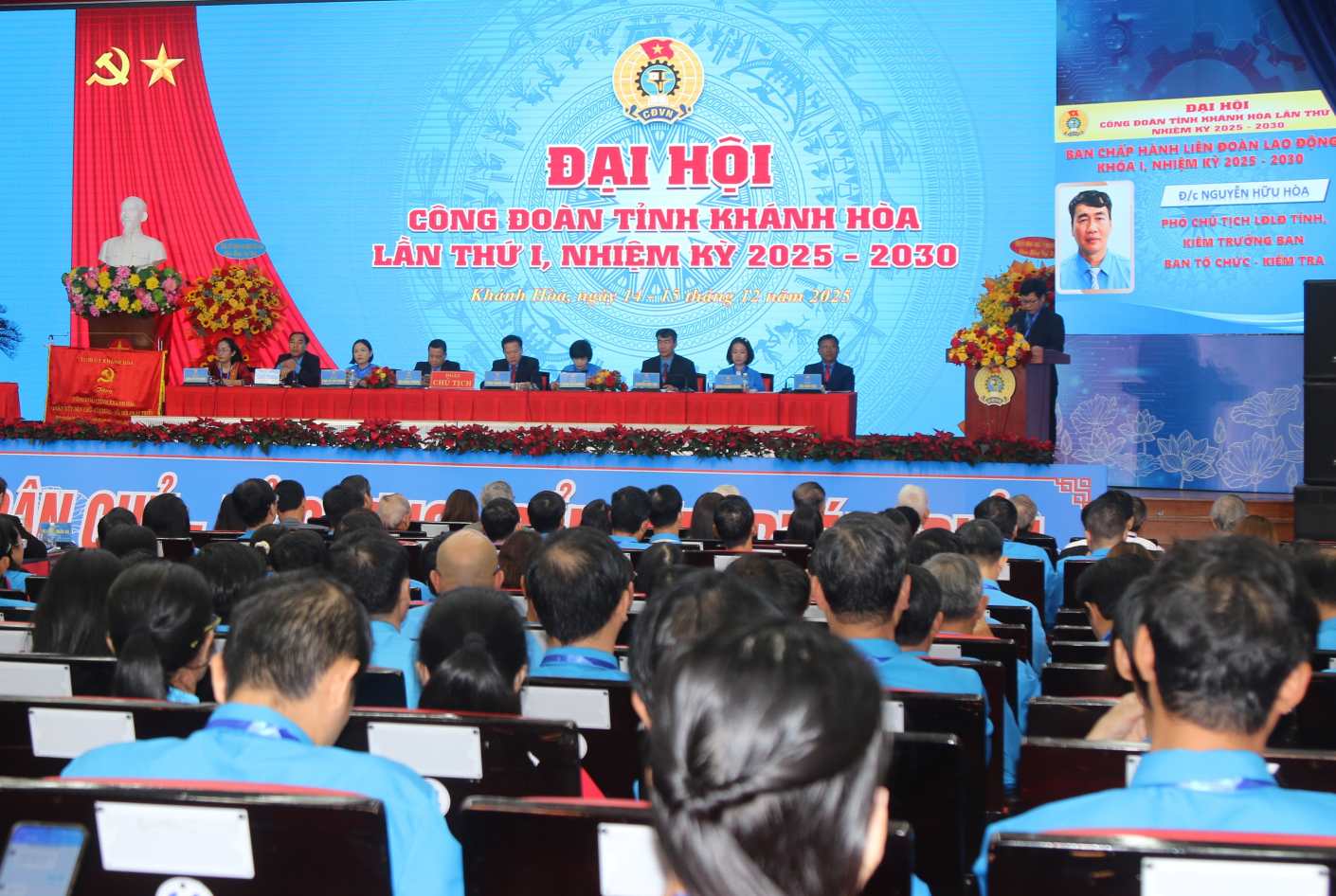 Dai hoi cong bo Ban Chap hanh LDLD tinh Khanh Hoa nhiem ky 2025-2030. Anh: Phuong Linh