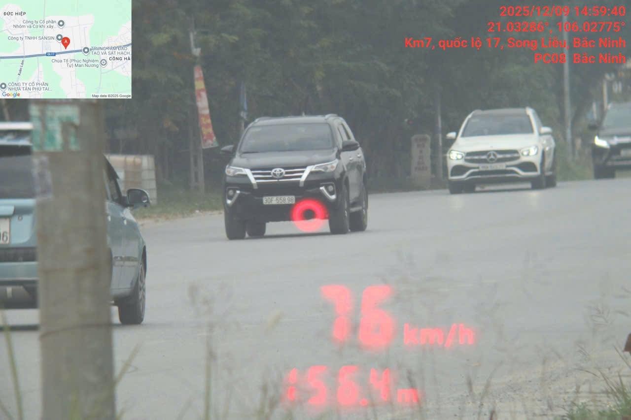A vehicle was fined in Bac Ninh (closed). Photo: Traffic Police Department of Bac Ninh Provincial Police