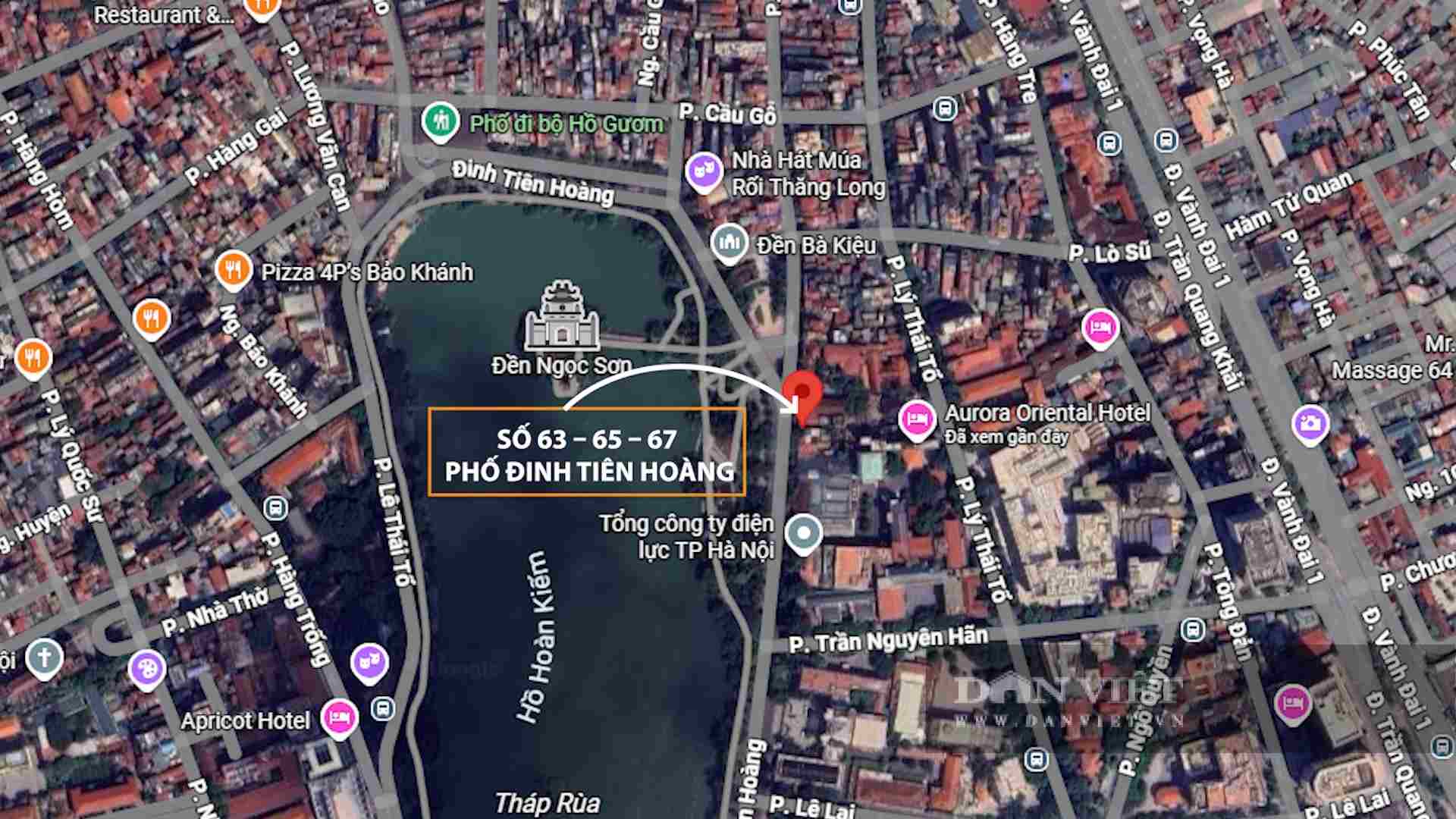 Vi tri thua dat tai cac so nha 63 - 65 - 67 pho Dinh Tien Hoang (phuong Hoan Kiem, TP. Ha Noi).