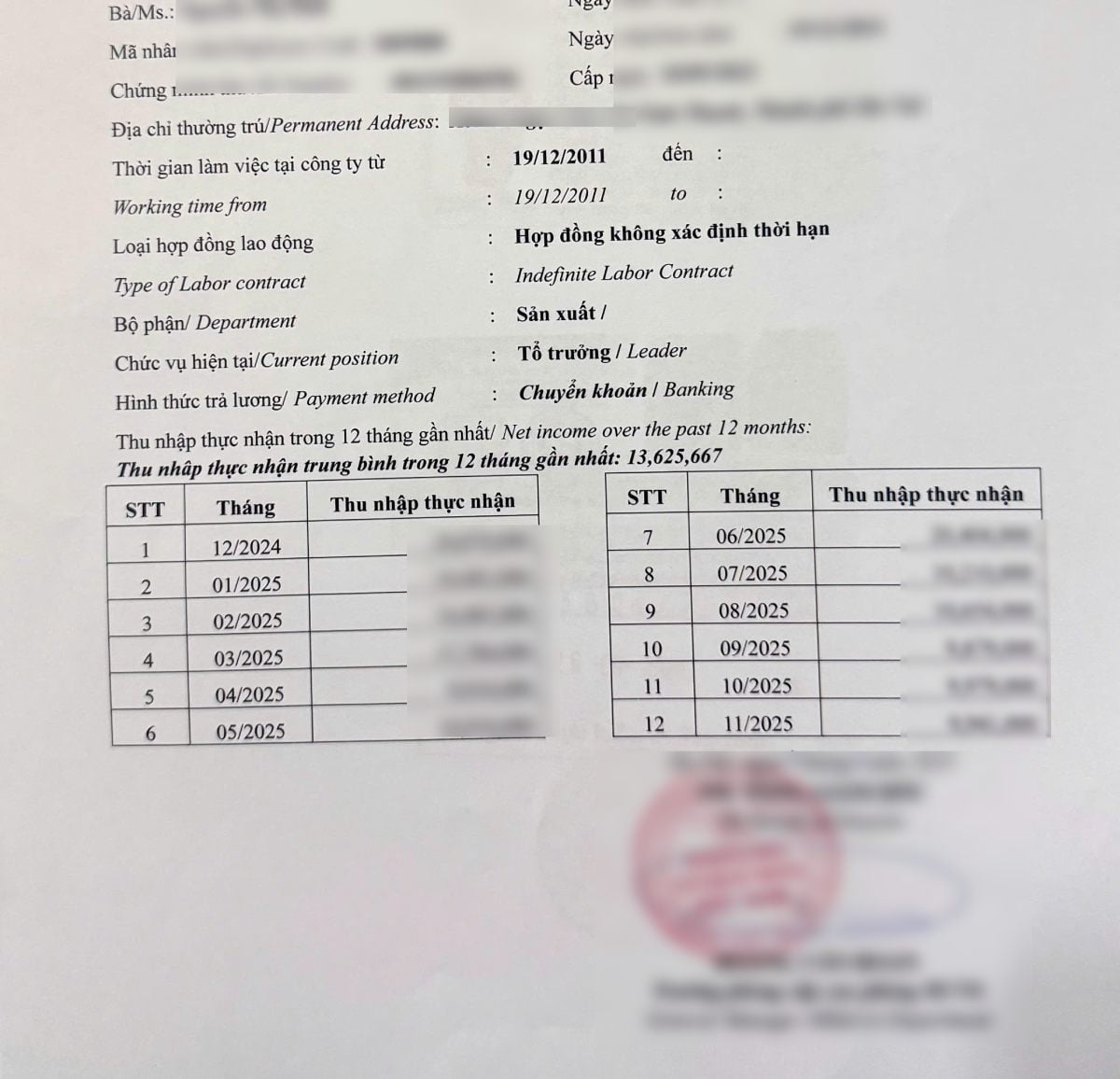 Nguoi dan cho biet, du da co bang luong ca nhan duoc cong ty xac nhan nhung van bi tra lai ho so do thieu ban photo bang luong ca cong ty. Anh: Nhu Ha