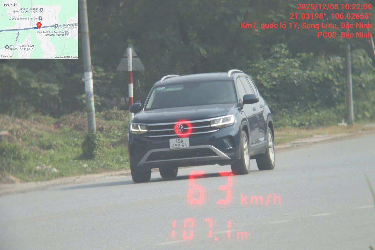 The owner was fined for speeding. Photo: Bac Ninh Police