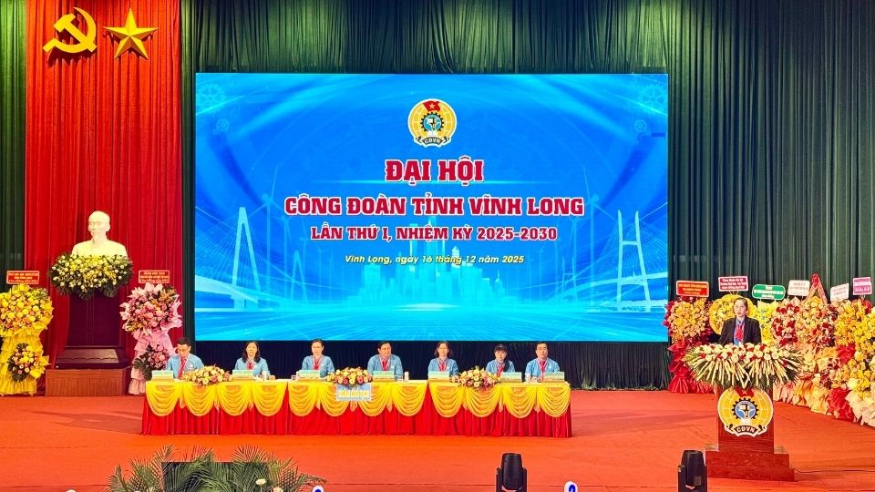 The 1st Vinh Long Provincial Trade Union Congress determined the goal of developing 90,000 union members in the 2025-2030 term after the merger. Photo: Hoang Loc