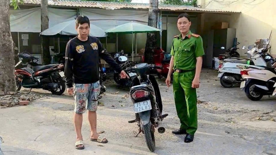 The subject stole a motorbike and the evidence at the police station. Photo: Provided by the police