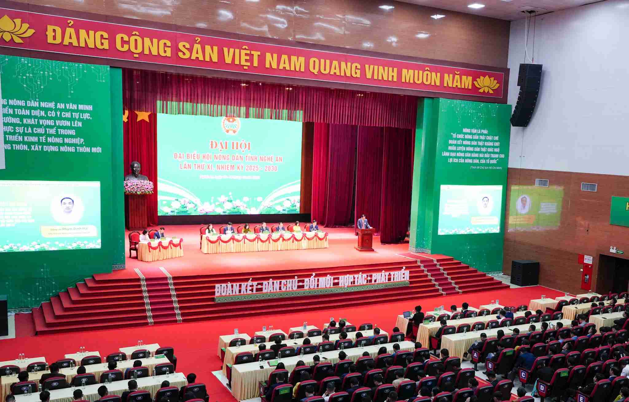 Toan canh Dai hoi Dai bieu Hoi Nong dan tinh Nghe An lan thu XI, nhiem ky 2025 - 2030 phien thu nhat. Anh: Thanh Phuc