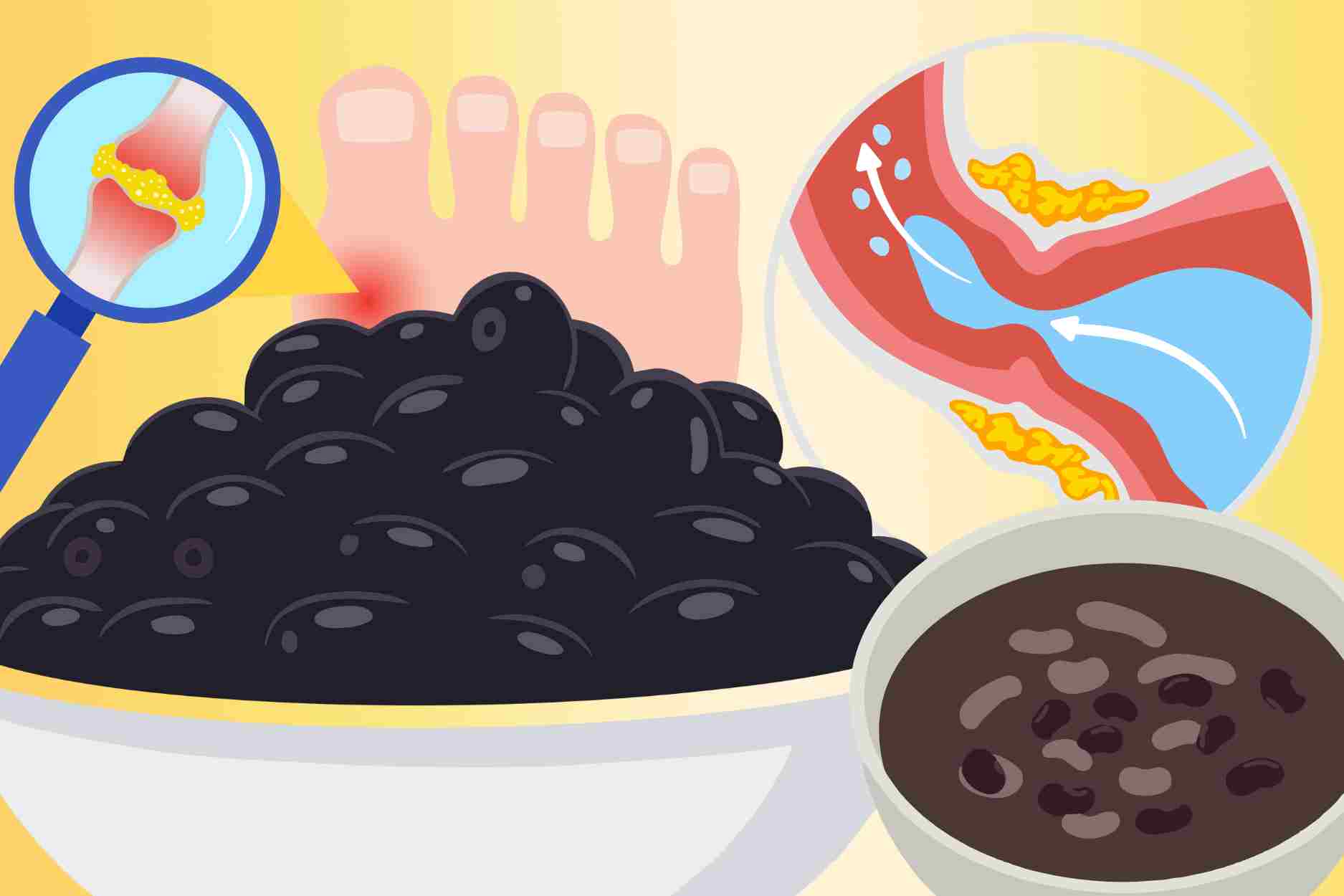 Tips for foods combined with black beans to create a drink to reduce uric acid