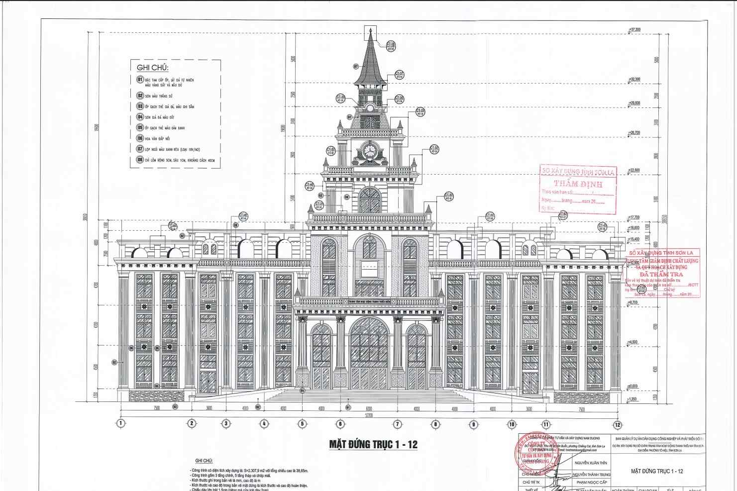 The newly built Son La Province Youth Activity Center will be a complex project with beautiful architectural style. Photo: Construction drawing design documents.