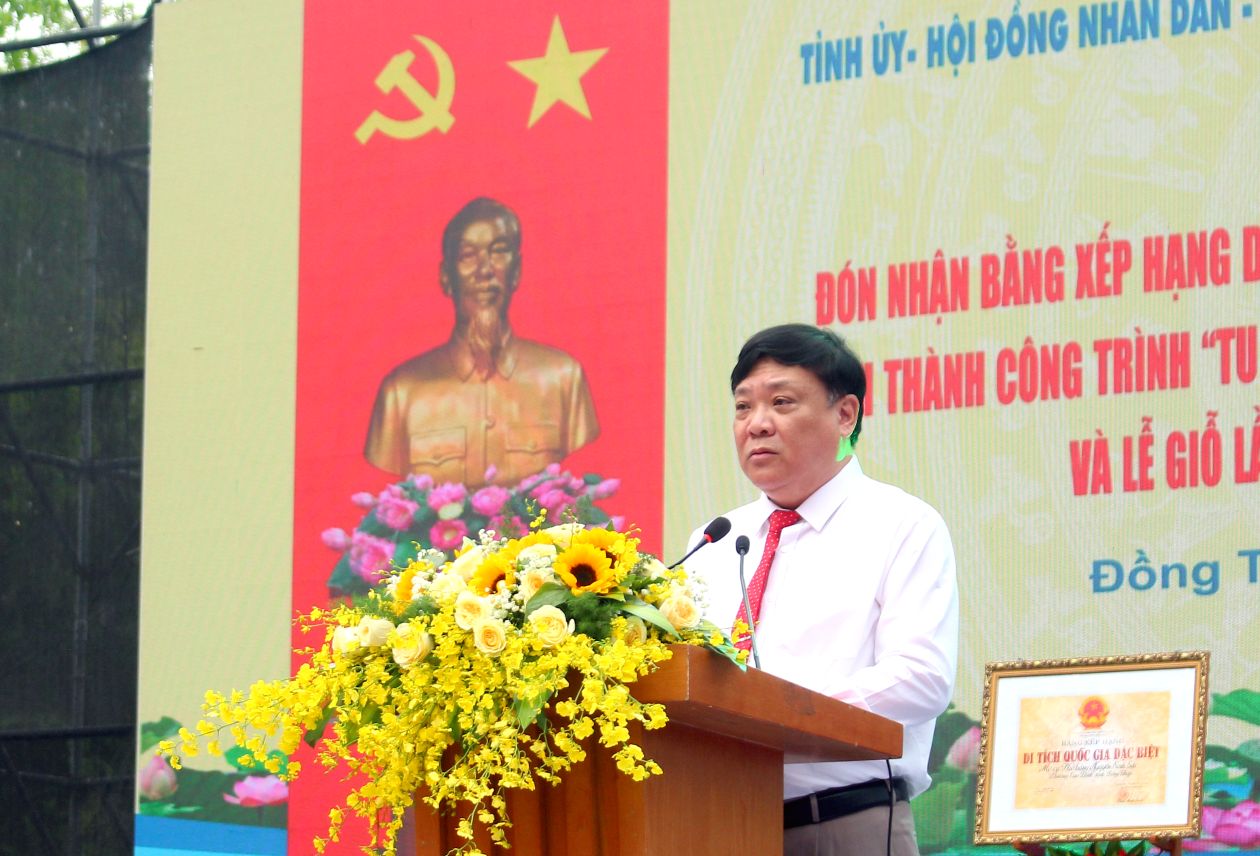 Ong Pham Thanh Ngai – Pho Bi thu Tinh uy, Chu tich Uy ban nhan dan tinh Dong Thap phat bieu tai buoi le. Anh: Thanh Mai