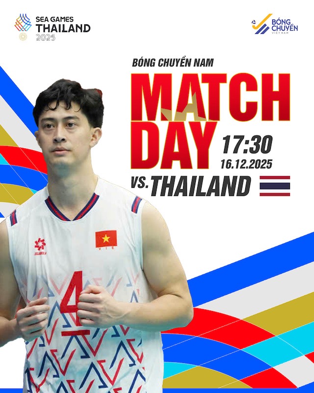 Tuyen bong chuyen nam Viet Nam gap Thai Lan tai SEA Games 33. Anh: VFV