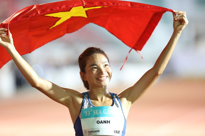 Nguyen Thi Oanh gianh 3 huy chuong vang tai SEA Games 33. Anh: Minh Dan