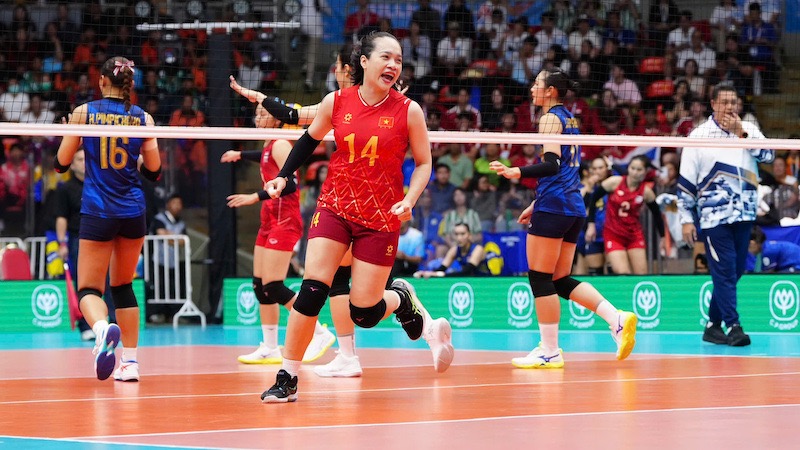 Player Vo Thi Kim Thoa left her mark in the final match of the 33rd SEA Games women's volleyball tournament. Photo: VFV