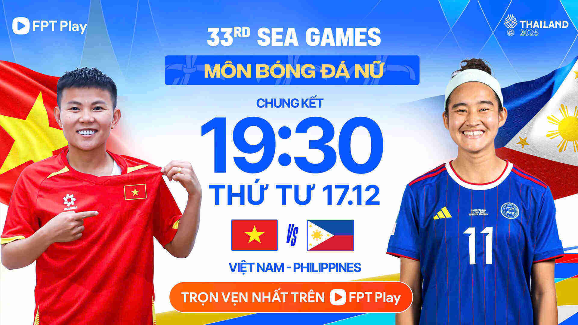 The Vietnamese women's team will face the Philippines women's team in the 33rd SEA Games final. Photo: FPT Play
