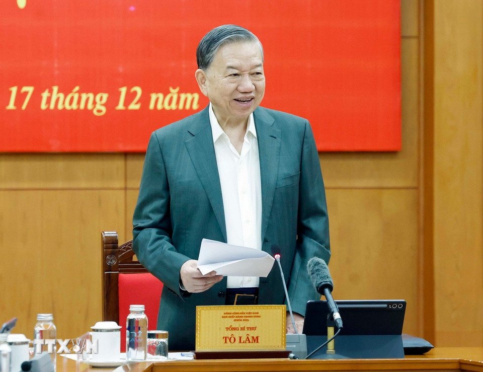 Tong Bi thu To Lam phat bieu tai phien hop. Anh: TTXVN