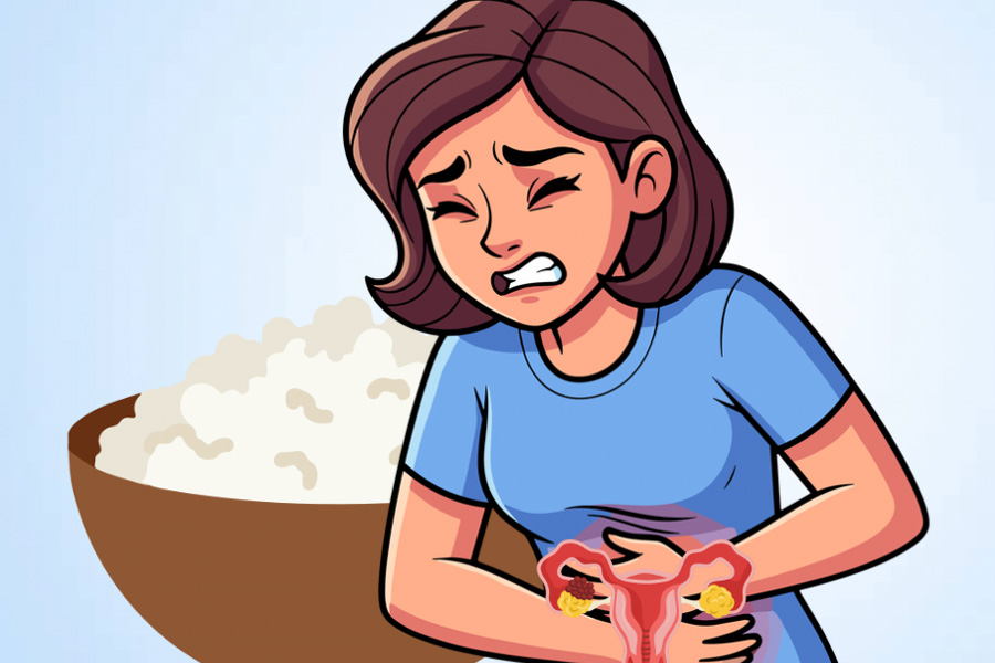 A balanced diet helps women with PCOD not have to eliminate rice. Graphics: Thien Nhan