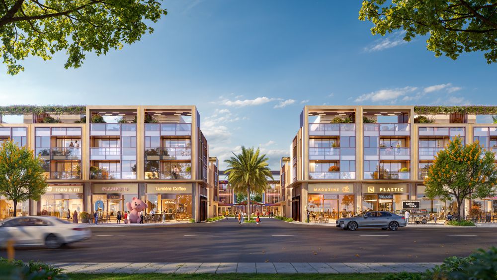 Nha pho thuong mai la phan mo dau cua toan bo san khau Essensia Broadway, noi cac nhan hang duoc toa sang. Anh: Phu Long