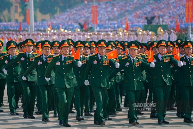 Khối Cựu chiến binh Việt Nam tham gia diễu binh, diễu hành tại Lễ kỷ niệm 80 năm Cách mạng tháng Tám thành công và Quốc khánh 2.9. Ảnh: Tuấn Anh
