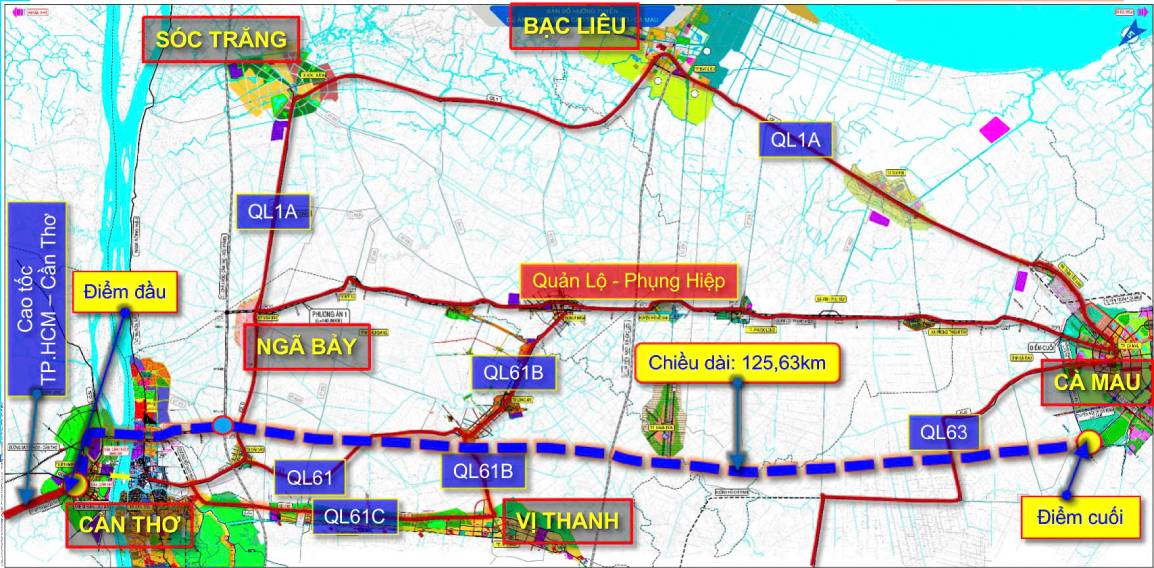 Ngay 1.1.2023, cao toc Can Tho – Ca Mau chinh thuc khoi cong. Cong trinh duoc ky vong se giai quyet “nut that” giao thong mien Tay, mo ra truc dong luc phat trien moi cho Dong bang song Cuu Long.