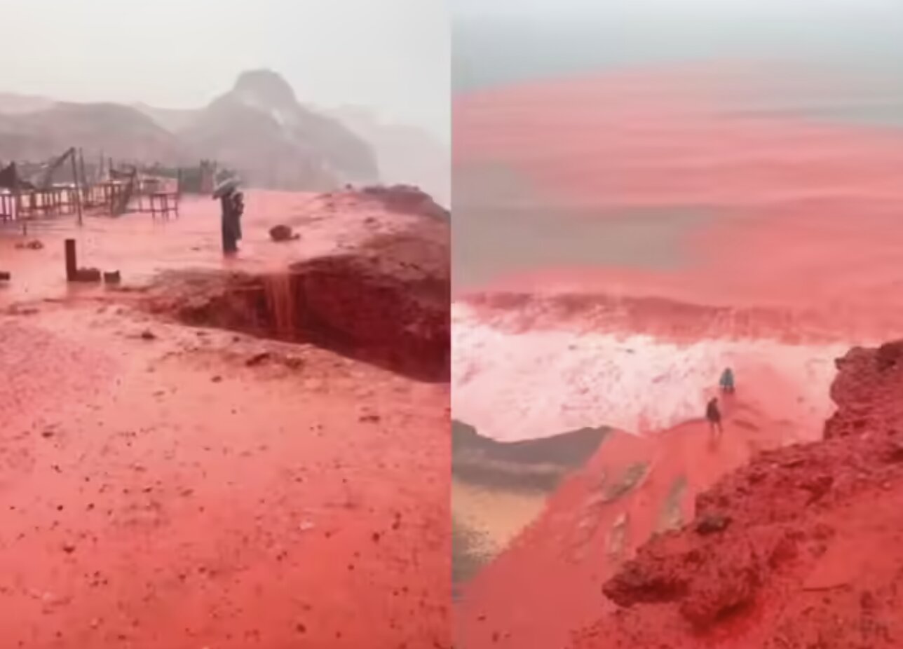 Iran's Hormuz coast turned red like on Mars overnight. Photo: X