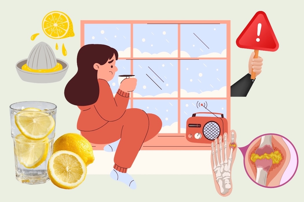 高尿酸血症の人のための冬を通して安全なレモンの飲み方