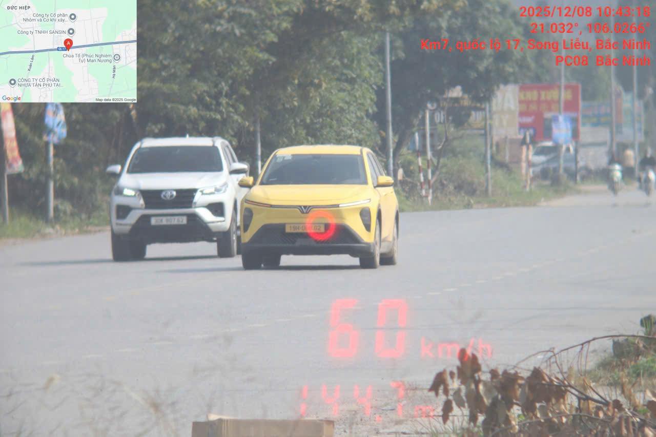 The owner was fined for speeding. Photo: Bac Ninh Police